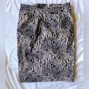 Michael Kors Animal Print Skirt in Black and Cream
